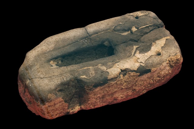 Stone mold of the Bronze Age used to produce spear tips.