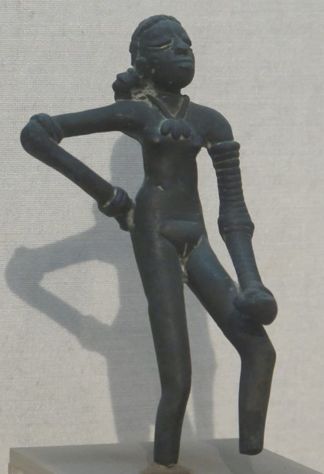 The Dancing Girl, a prehistoric bronze sculpture made in approximately 2500 BCE in the Indus Valley Civilisation city of Mohenjo-daro.