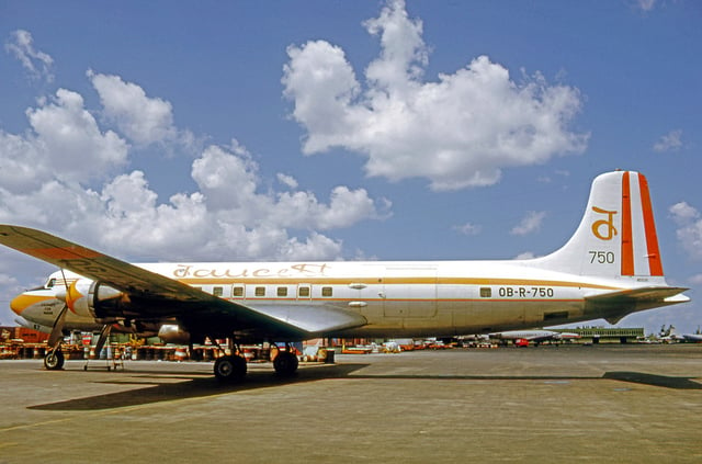 Faucett Douglas DC-6B(F)  in 1972 fitted with large rear cargo door for freight operations