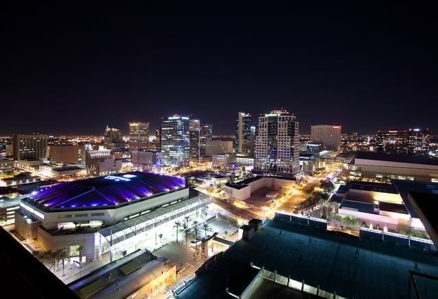 Downtown Phoenix, lit up at night