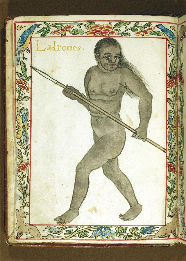 Chamorro Hunter with Spear, as depicted in the Boxer Codex (1590) of the Philippines