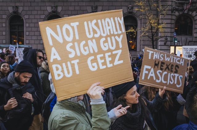 A protest sign in New York City