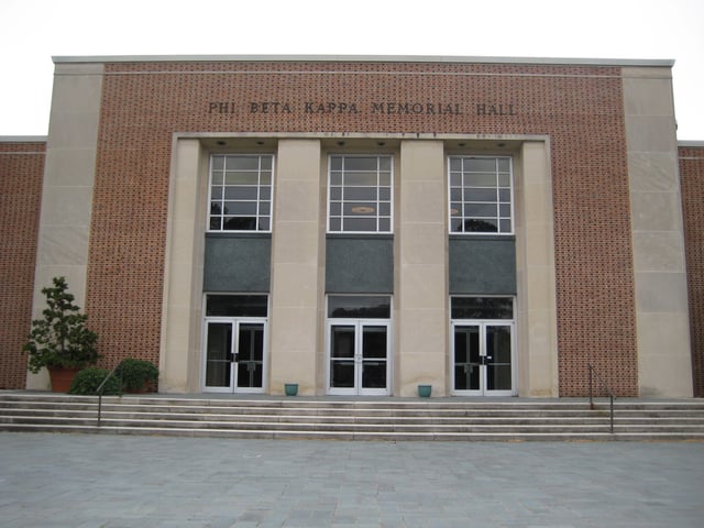 Present-day Phi Beta Kappa Memorial Hall entrance at The College of William & Mary.