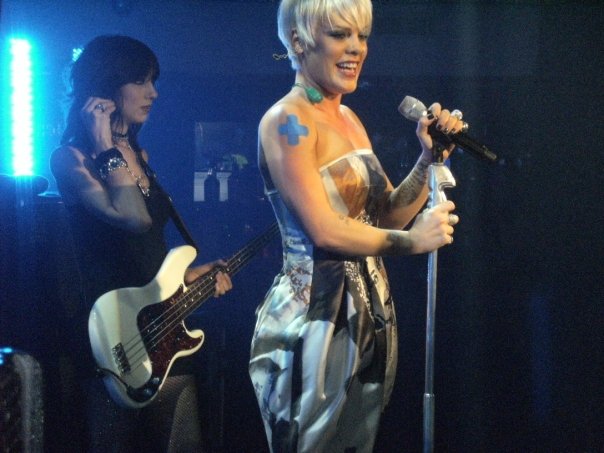Pink at a secret London performance to promote the Funhouse album, on November 4, 2008