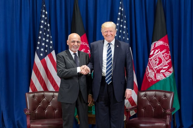 U.S. President Donald Trump with president of Afghanistan Ashraf Ghani in 2017.