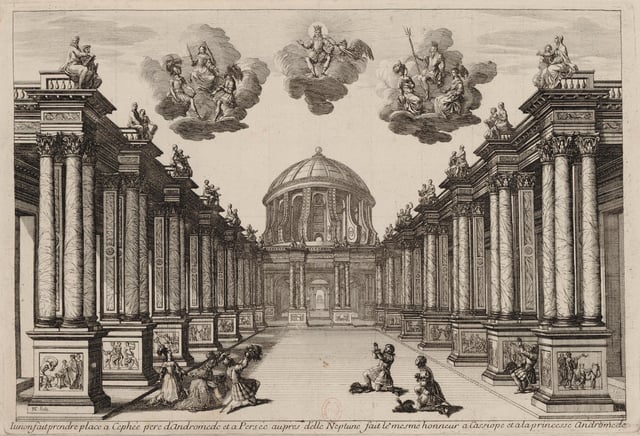 Set design for Andromedé by Pierre Corneille, (1650)