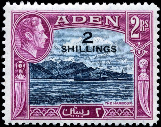 1951 stamp depicting Steamer Point with the outside of the volcanic rim of Crater in the background
