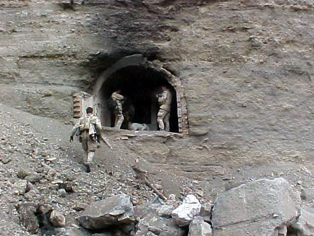 Task Force K-Bar SEALs at one of the entrances to the Zhawar Kili cave complex