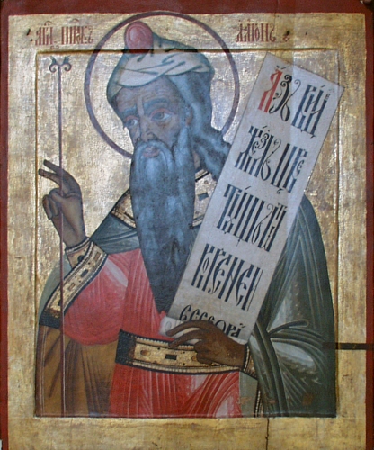 Russian icon of Aaron (18th century, Iconostasis of Kizhi monastery, Karelia, Russia).