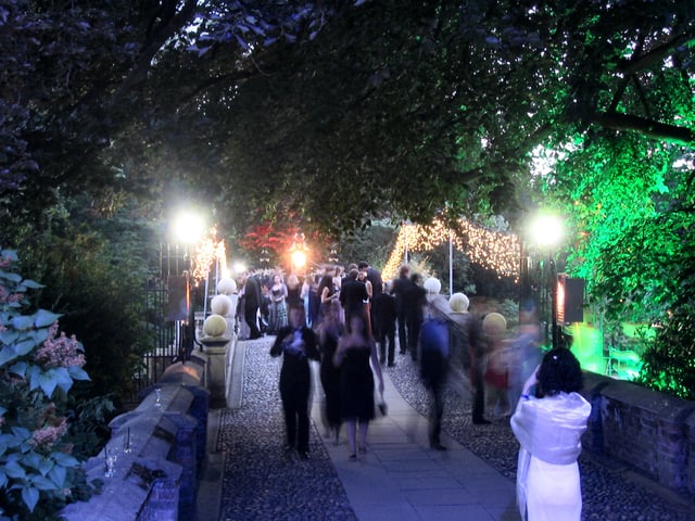 The bridge over the River Cam at Clare College during its 2005 May Ball