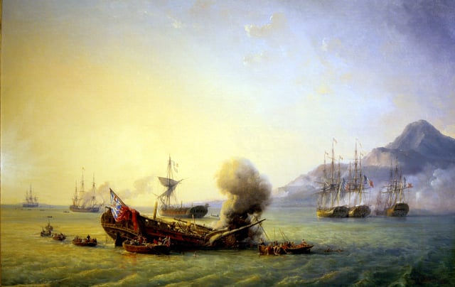 The Battle of Grand Port between French and British naval forces, 1810