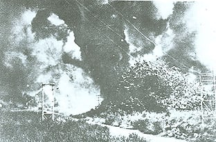 The Brooke government destroyed Lutong oil refinery and storage facilities before the arrival of the Japanese.