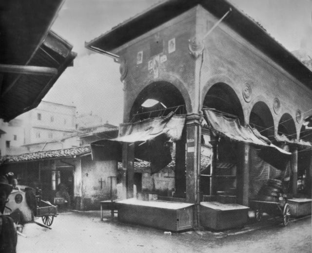 Loggia del Pesce, Florence, (formerly part of the Loggia del Mercato Vecchio) just prior to its demolition in 1880