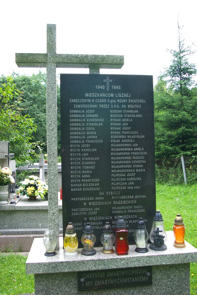 Monument to Poles killed by UPA, Liszna, Poland