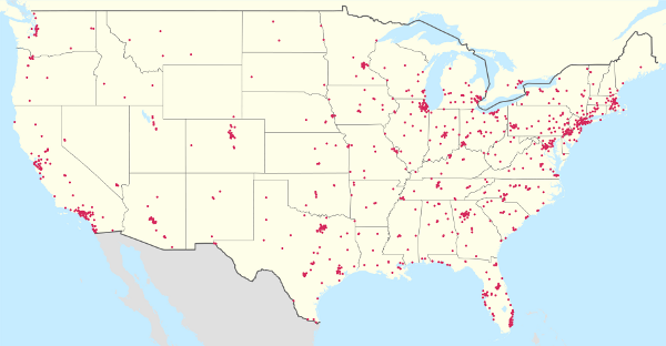 Map of Victoria's Secret stores in the United States, as of August 2011