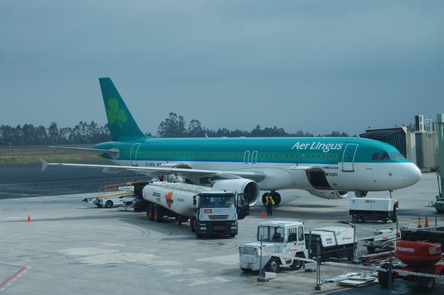 An Aer Lingus plane in the Santiago de Compostela Airport.