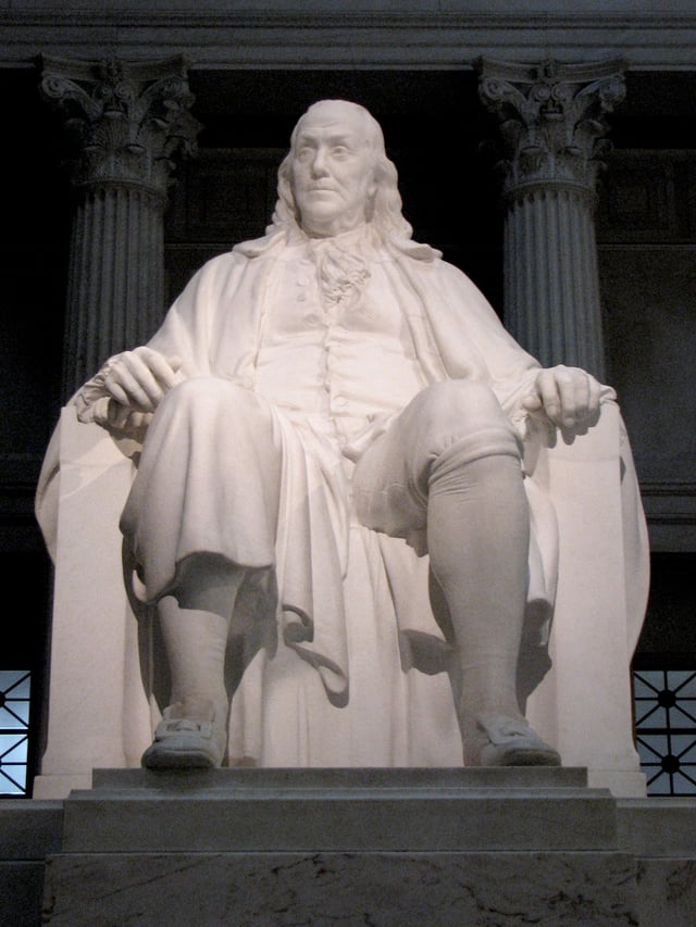 Marble memorial statue, Benjamin Franklin National Memorial