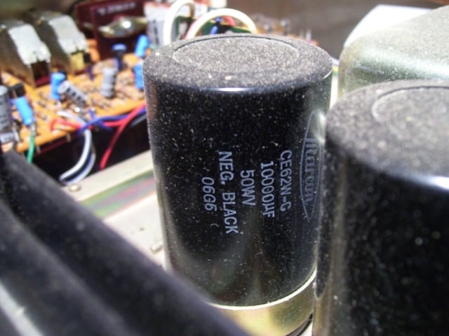 A 10,000 microfarad capacitor in an amplifier power supply