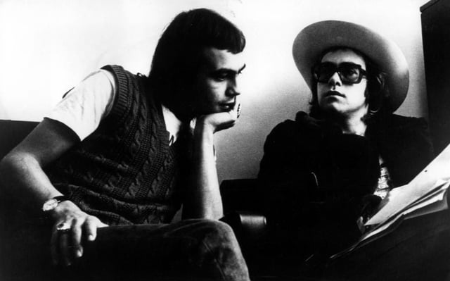 Elton John with Bernie Taupin (left) in 1971. They have collaborated on more than thirty albums to date.