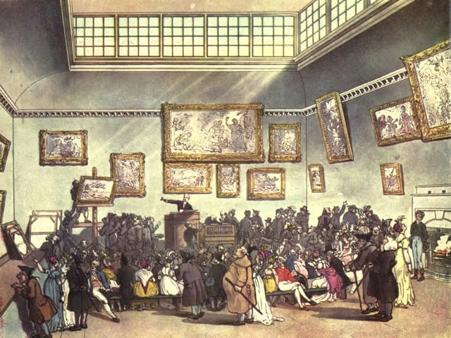 The Microcosm of London (1808), an engraving of Christie's auction room
