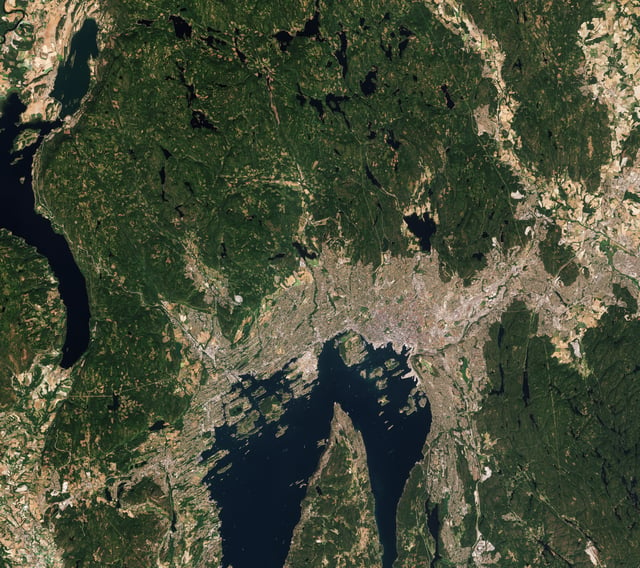 Satellite image of Oslo, july 2018.