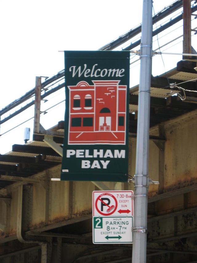 A civic promotional sign for the neighborhood, located on Westchester Avenue