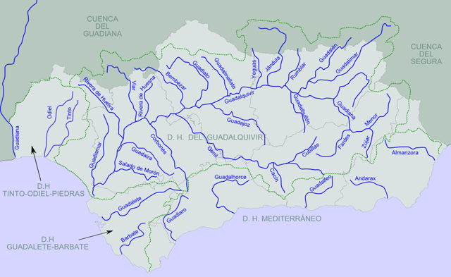 Rivers and basins of Andalusia.