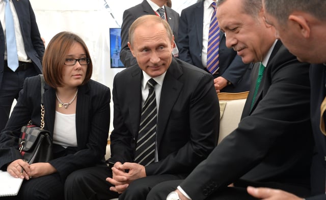 Putin and Turkish President Erdoğan attend Moscow's Cathedral Mosque opening ceremony, 23 September 2015