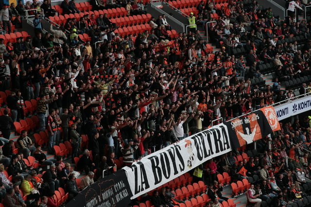 Fans of Shakhtar Donetsk in the Donbass Arena