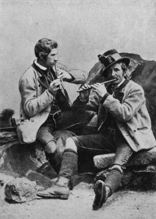 The Steinegger brothers, traditional fifers of Grundlsee, Styria, 1880