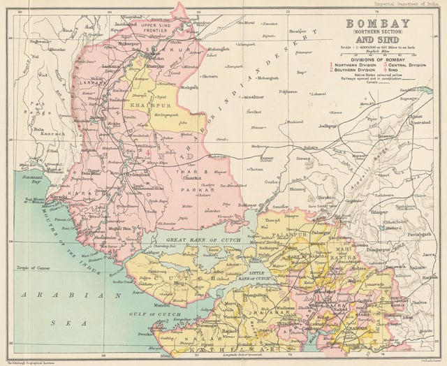 Bombay Presidency in 1909, northern portion