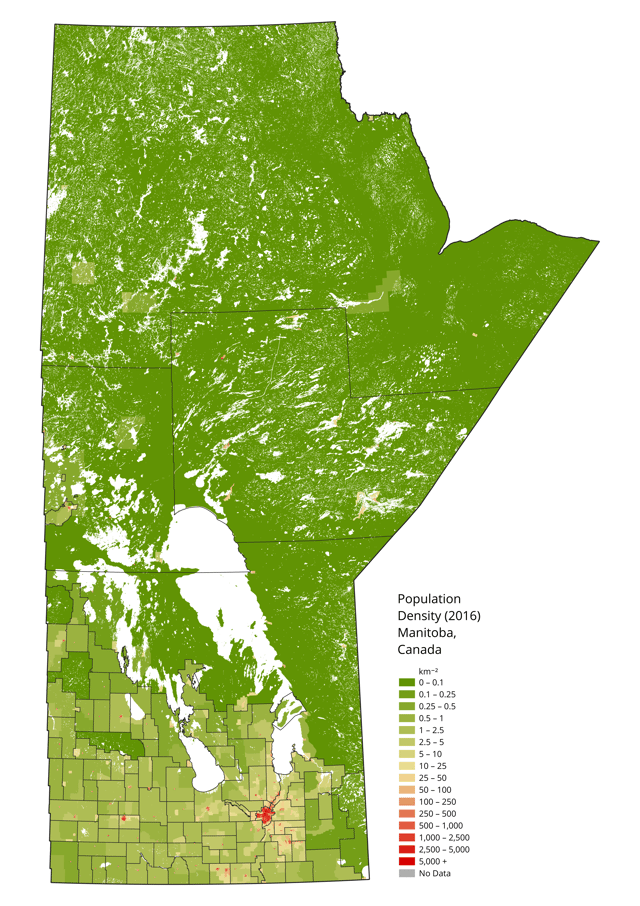 Population density of Manitoba