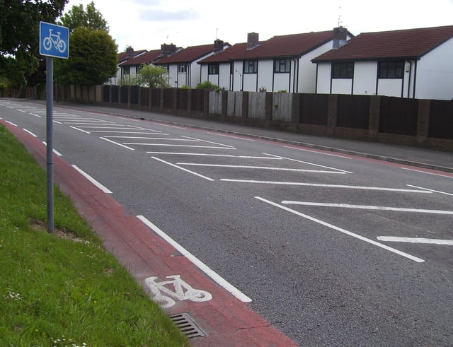 Typical cycle lane in Cardiff