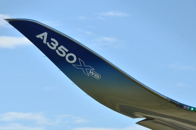 The Airbus A350's blended winglets.