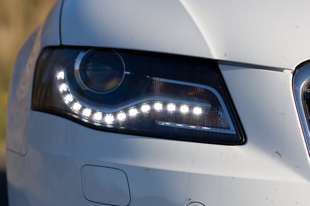 LED daytime running lights on an Audi A4