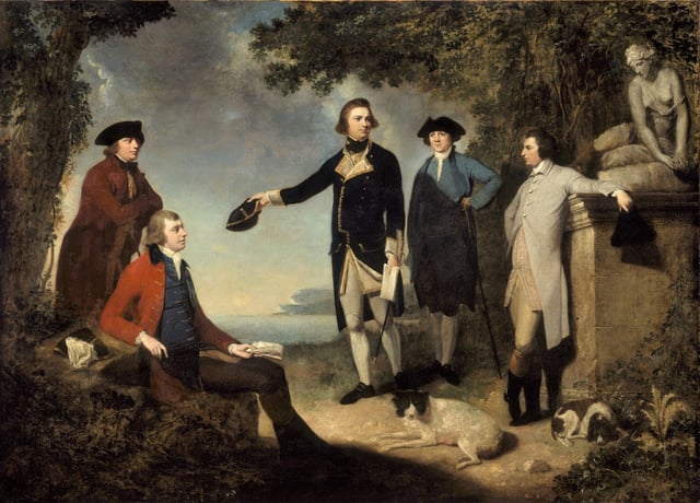 Apostle Daniel Solander (far left) with Joseph Banks (left, sitting) accompanied James Cook (centre) on his journey to Australia.
