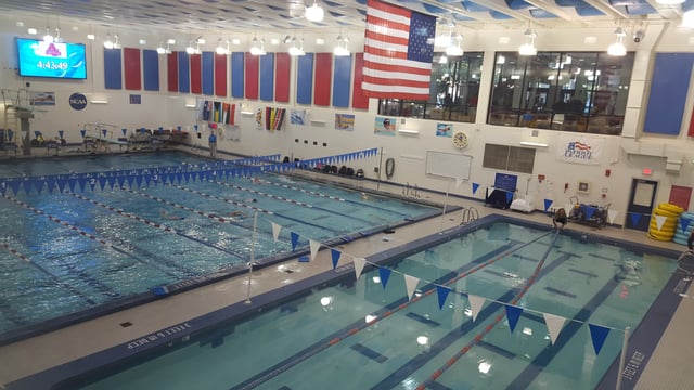 Olympic size swimming pool located in the Reeves Aquatic Center