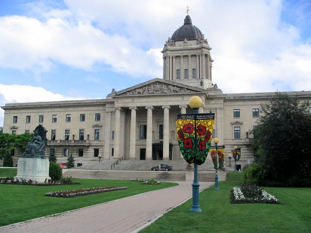The Manitoba Legislative Building, meeting place of the Legislative Assembly of Manitoba