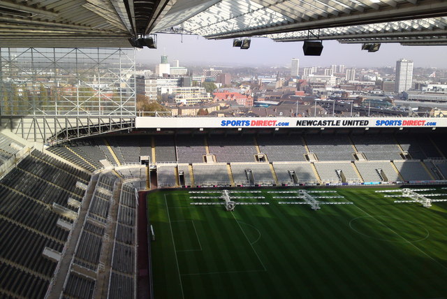 Inside St James' Park – home of Newcastle United Football Club – looking towards the city centre