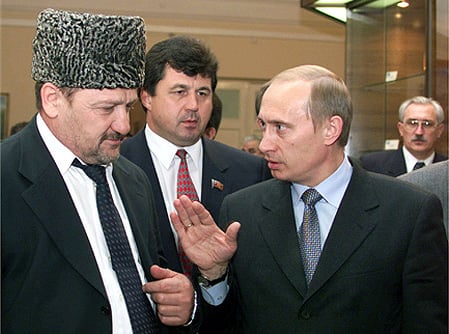 Akhmad Kadyrov, former separatist and head of the Chechen Republic, with Russian President Vladimir Putin