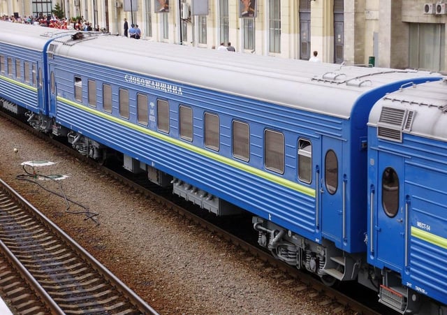 A typical Ukrainian couchette for long distance trains.