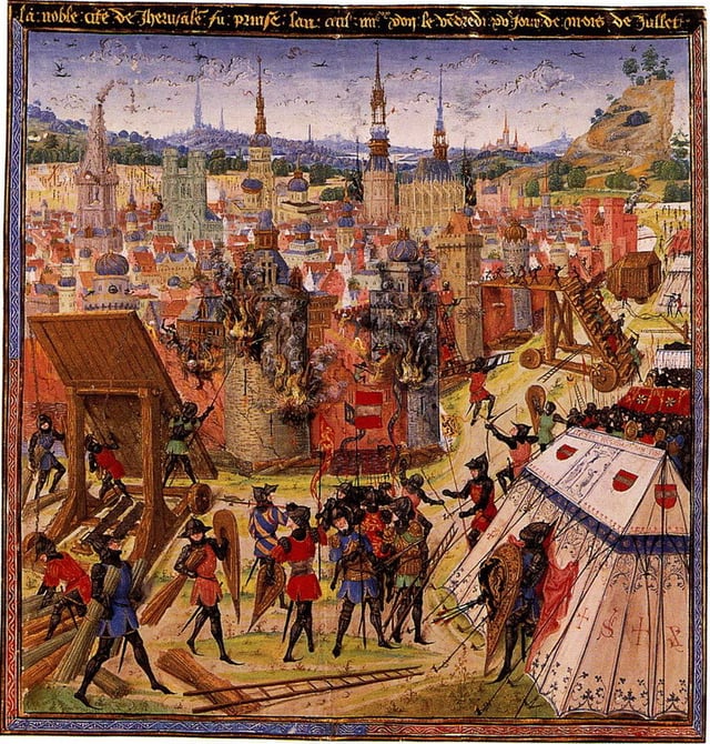 Medieval illustration of capture of Jerusalem during the First Crusade, 1099
