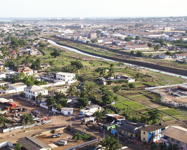 Most of Angelou's time in Africa was spent in Accra, Ghana, shown here in 2008.