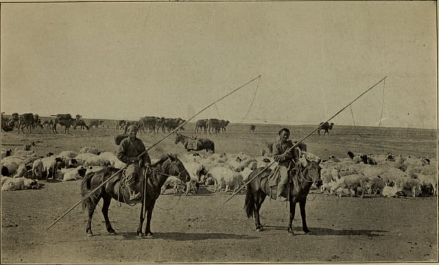 Mongols were grazing, by Roy Chapman Andrews photographs in 1921