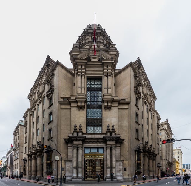 The Lima Stock Exchange building.