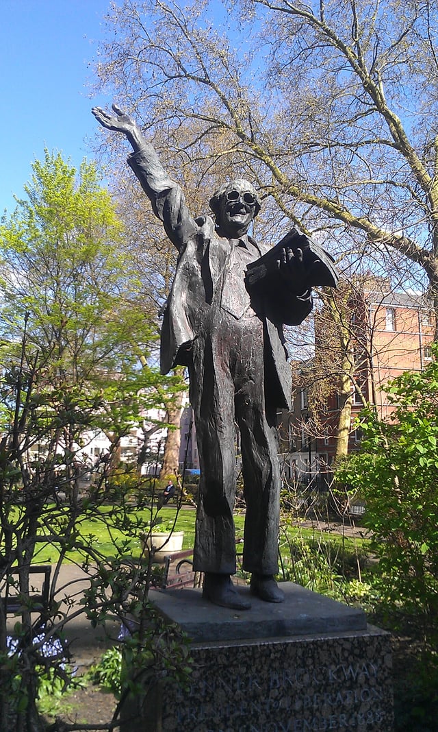 Statue of Fenner Brockway in Red Lion Square near Grays Inn Road, London