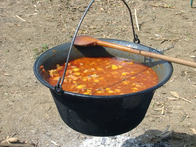 Goulash in a traditional "bogrács"