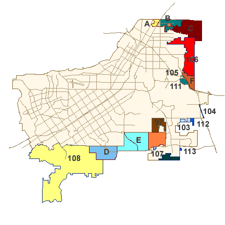City limit map which shows possible annexations.