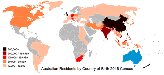 Country of birth of Australian residents (2016)