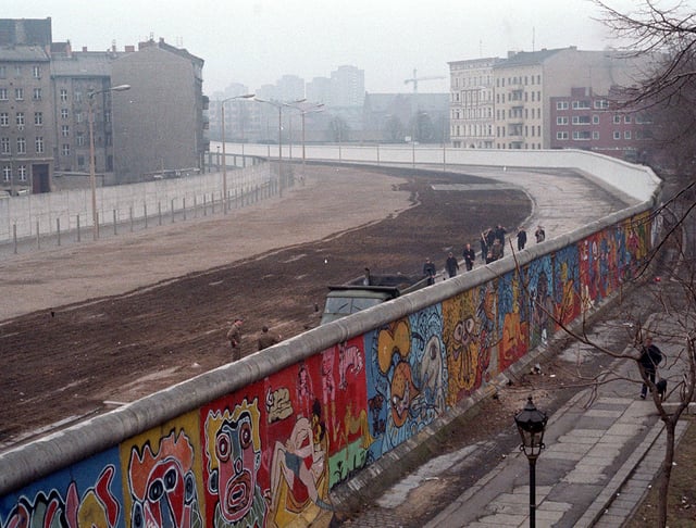 The Berlin Wall (painted on the western side) was a barrier that divided the city from 1961 to 1989.